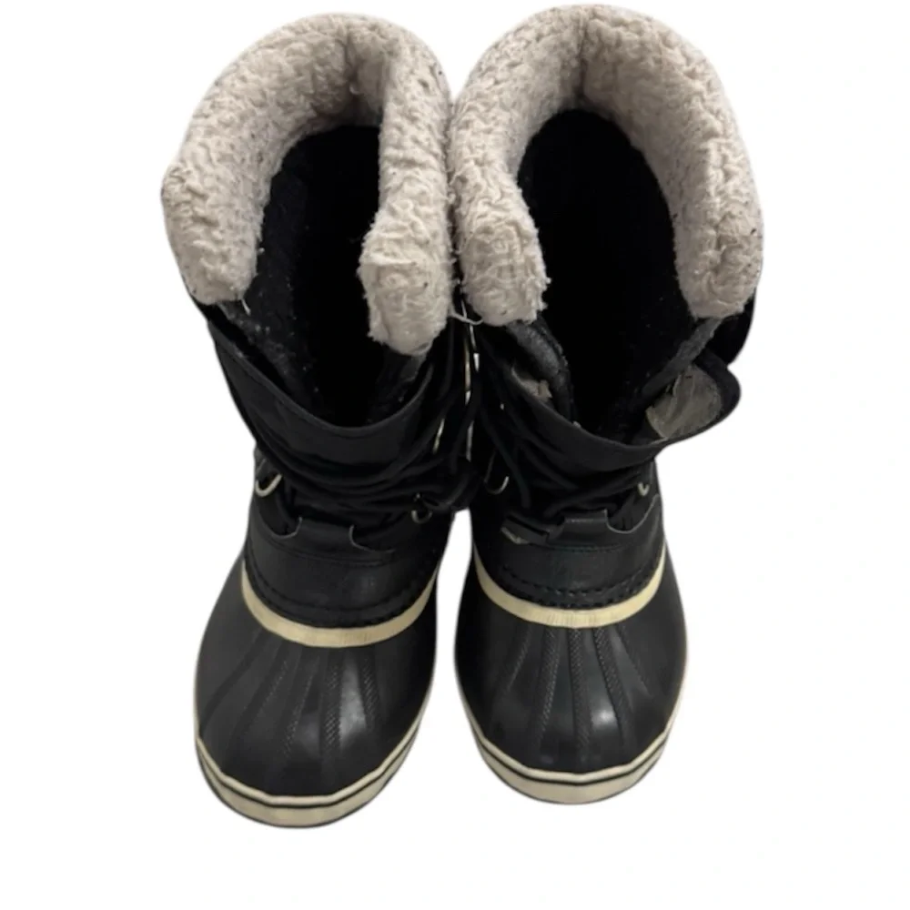 Sorel Black and Cream Kids Snow Boots Kids Size 2